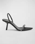 Image 1 of 5: Saint Laurent Rendez-Vous Crystal-Buckle Slingback Sandals