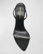 Image 5 of 5: Saint Laurent Rendez-Vous Crystal-Buckle Slingback Sandals