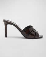 Image 1 of 5: Saint Laurent Tribute Woven Tortoiseshell Slide Sandals