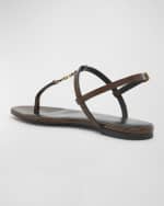 Image 2 of 5: Saint Laurent Cassandra Embossed YSL T-Strap Sandals