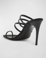 Image 3 of 6: Saint Laurent Jerry Silk YSL Toe-Ring Slide Sandals