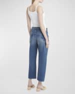 Image 3 of 6: Valentino Garavani Cropped Wide-Leg Jeans with Flower Detail