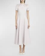 Image 2 of 6: Valentino Garavani Flower Embroidered Midi Dress