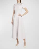 Image 5 of 6: Valentino Garavani Flower Embroidered Midi Dress