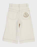 Image 5 of 5: Moncler Girl's Wide-Leg Canvas Trousers, Size 8-14