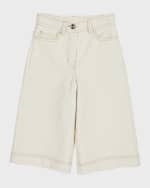 Image 4 of 5: Moncler Girl's Wide-Leg Canvas Trousers, Size 8-14