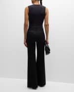 Image 3 of 6: FRAME Sleeveless Mesh-Lace Top