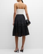 Image 3 of 6: Kobi Halperin Tayla Pleated Embroidered Midi Skirt