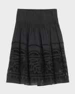 Image 1 of 6: Kobi Halperin Tayla Pleated Embroidered Midi Skirt