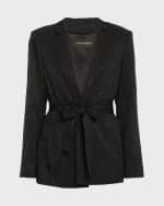 Image 1 of 6: Kobi Halperin Brett Rhinestone Tie-Waist Jacket