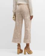 Image 4 of 6: Kobi Halperin Anisa Cropped Flare-Leg Floral Lace Pants