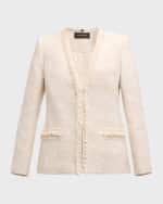 Image 2 of 6: Kobi Halperin Jilly Beaded Ruffle-Trim Tweed Jacket