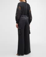 Image 3 of 6: Kobi Halperin Brynlee Embroidered Cutout Button-Down Blouse