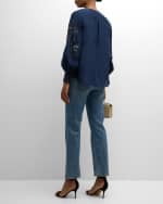 Image 3 of 6: Kobi Halperin Acacia Sequin Floral-Embroidered Blouse