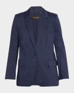 Image 1 of 6: Kobi Halperin Bria Viscose Linen Cutaway Blazer Jacket