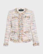 Image 2 of 6: Kobi Halperin Devyn Fringe-Trim Tweed Jacket