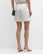 Image 4 of 6: Kobi Halperin Jaynie Pleated High-Rise Satin Shorts