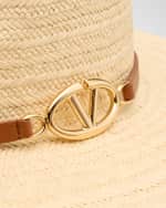 Image 2 of 2: Valentino V-Logo Moon Straw Fedora
