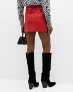 Image 4 of 6: Moschino Jeans Zip-Pocket Faux-Leather Mini Skirt