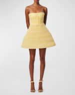 Image 2 of 4: Carolina Herrera Sequined Pleated Tulle Strapless Mini Dress