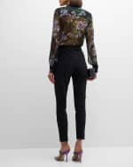 Image 3 of 6: Carolina Herrera Floral-Print Collared Chiffon Silk Blouse