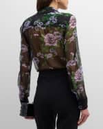 Image 4 of 6: Carolina Herrera Floral-Print Collared Chiffon Silk Blouse