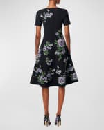 Image 3 of 5: Carolina Herrera Fit-And-Flare Floral Print Knit Dress