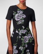Image 5 of 5: Carolina Herrera Fit-And-Flare Floral Print Knit Dress