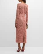 Image 4 of 6: Carolina Herrera Lace Crewneck Midi Dress