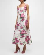 Image 2 of 6: Carolina Herrera Floral-Print Square-Neck Midi Dress