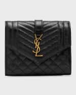 Image 1 of 4: Saint Laurent YSL Trifold Quilted Leather Wallet