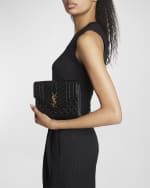 Image 3 of 6: Saint Laurent YSL Flap Leather Pouch Clutch Bag