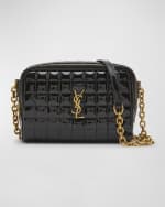 Image 1 of 6: Saint Laurent Cassandre Mini YSL Camera Bag in Quilted Patent Leather