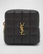 Image 1 of 6: Saint Laurent Cassandre Mini YSL Cube Pouch in Quilted Smooth Leather