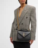 Image 2 of 6: Saint Laurent College Medium YSL Flap Top-Handle Bag in Quilted Leather