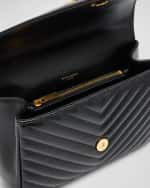 Image 5 of 6: Saint Laurent College Medium YSL Flap Top-Handle Bag in Quilted Leather