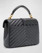 Image 4 of 6: Saint Laurent College Medium YSL Flap Top-Handle Bag in Quilted Leather