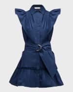 Image 1 of 6: Ramy Brook Marceline Belted Button-Front Mini Dress