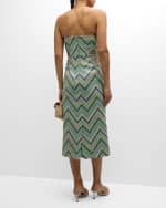 Image 4 of 6: Ramy Brook Clare Chevron Jacquard Cutout Strapless Dress