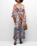 Image 1 of 6: Camilla Dutch is Life Crystal Waisted Kimono-Sleeve Maxi Dress