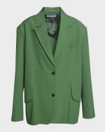 Image 1 of 7: Jacquemus Titolo Striped Jacquard Single-Breasted Oversized Blazer Jacket