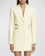Image 2 of 6: Jacquemus Bari Belted Cutout Single-Breasted Mini Blazer Dress