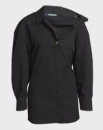 Image 1 of 6: Jacquemus La Mini Robe Chemise Button-Front Mini Dress