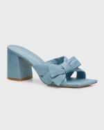 Image 5 of 6: Stuart Weitzman Sofia Denim Bow Mule Sandals