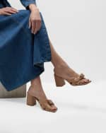 Image 2 of 6: Stuart Weitzman Sofia Leather Bow Mule Sandals