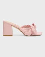 Image 1 of 6: Stuart Weitzman Sofia Leather Bow Mule Sandals