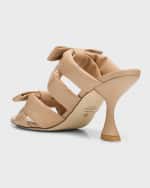 Image 3 of 6: Stuart Weitzman Sofia Leather Bow Slide Sandals