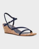 Image 5 of 6: Stuart Weitzman Oasis Suede Ankle-Strap Wedge Sandals