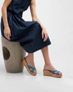 Image 2 of 6: Stuart Weitzman Carmen Denim Crisscross Wedge Sandals