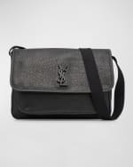Image 1 of 6: Saint Laurent Men's Niki YSL Messenger Bag in Grained Leather